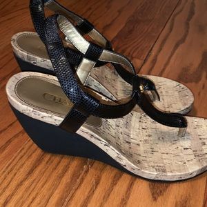 Chaps Black Wedge Sandal